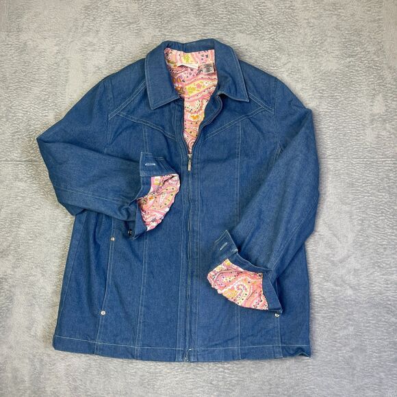 Vintage Alfred‎ Dunner Womens Sz 10 Denim Jacket Zip Up Western Style Jean Coat - Picture 14 of 15